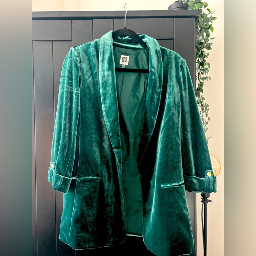 Anne Klein Green Velvet Blazer Jacket
